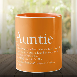 World's Best Ever Aunt, Auntie Definition Orange Two-Tone Coffee Mug
