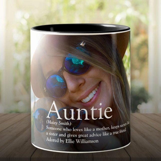 World's Best Ever Aunt, Auntie Definition Photo Two-Tone Coffee Mug (World's Best Ever Aunt, Auntie Definition Photo Two-Tone Coffee Mug)