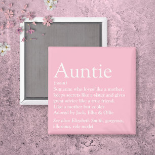 World's Best Ever Aunt Auntie Definition Pink Magnet