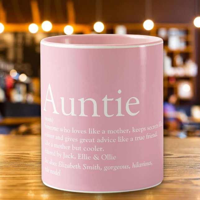 World's Best Ever Aunt, Auntie Definition Pink Two-Tone Coffee Mug (World's Best Ever Aunt, Auntie Definition Pink Two-Tone Coffee Mug)