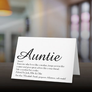 World's Best Ever Aunt, Auntie Definition Script Card