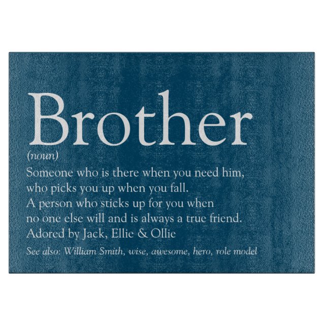 World's Best Ever Brother Definition Fun Blue Cutting Board (Front)