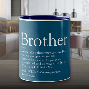 World's Best Ever Brother Definition Fun Blue Two-Tone Coffee Mug