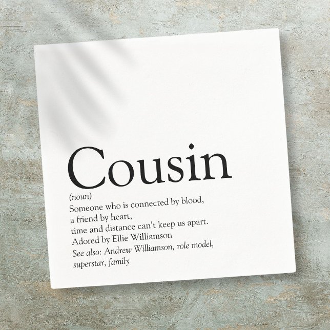 World's Best Ever Cousin Definition Napkin (World's Best Ever Cousin Definition Napkins)