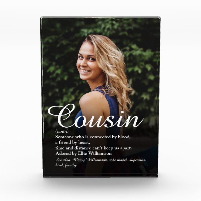 World's Best Ever Cousin Definition Photo (Front)