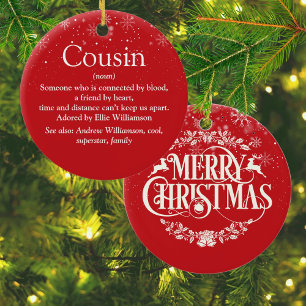 World's Best Ever Cousin Definition Snowflakes Ceramic Tree Decoration