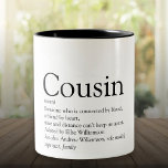 World's Best Ever Cousin Definition Two-Tone Coffee Mug<br><div class="desc">Personalise for your special cousin to create a unique gift. A perfect way to show them how amazing they are every day. Designed by Thisisnotme©</div>