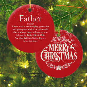 World's Best Ever Dad, Daddy, Father Definition Ceramic Tree Decoration