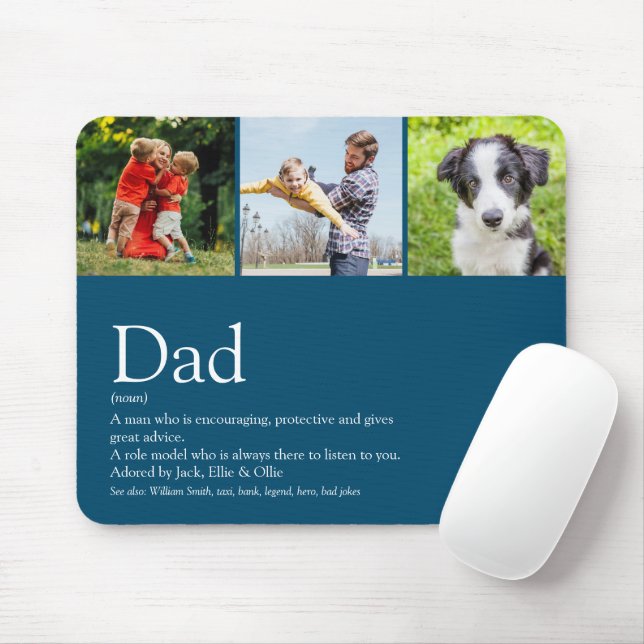 World's Best Ever Dad Definition 3 Photo Fun Blue Mouse Pad (With Mouse)