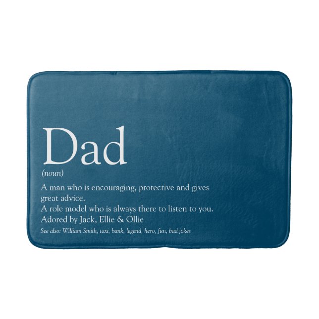 World's Best Ever Dad Father Daddy Definition Blue Bath Mat (Front)