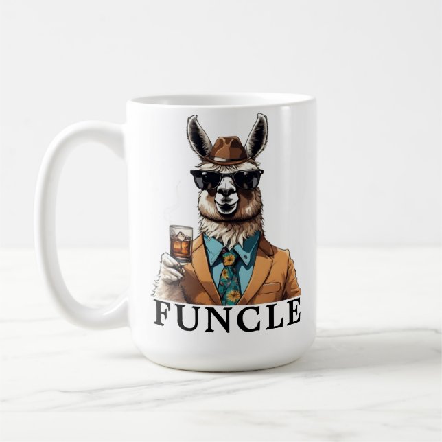 World's Best Ever Funcle Uncle Funny Llama Coffee Mug (Left)