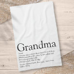 World's Best Ever Grandma, Grandmother Definition Tea Towel<br><div class="desc">Personalise for your special Grandma, Grandmother, Granny, Nan, Nanny or Abuela to create a unique gift for birthdays, Christmas, mother's day, baby showers, or any day you want to show how much she means to you. A perfect way to show her how amazing she is every day. Designed by Thisisnotme©...</div>