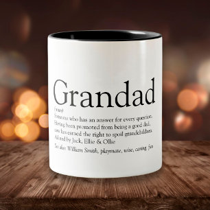 Worlds Best Ever Grandpa, Grandad, Papa Definition Two-Tone Coffee Mug