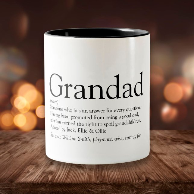 Worlds Best Ever Grandpa, Grandad, Papa Definition Two-Tone Coffee Mug (Creator Uploaded)