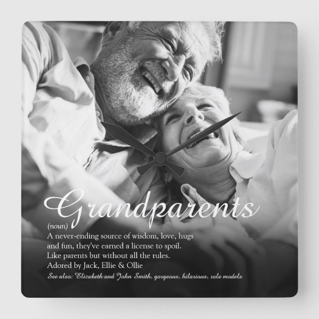 World's Best Ever Grandparents Definition Square Wall Clock (Front)