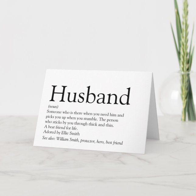 World's Best Ever Husband Definition Card (Front)