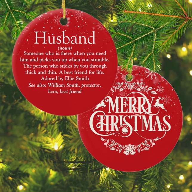 World's Best Ever Husband Definition Christmas Ceramic Tree Decoration (World's Best Ever Husband Definition Christmas Ceramic Ornament)