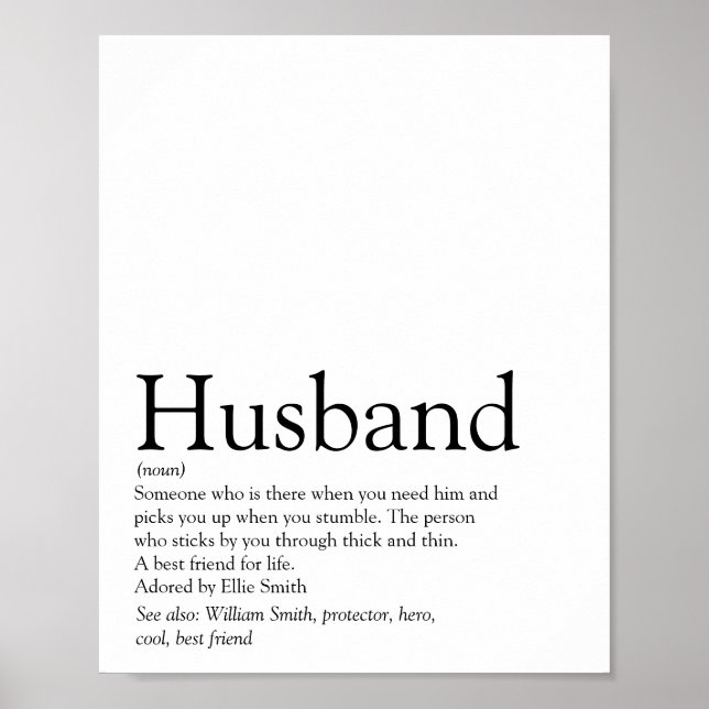 World's Best Ever Husband Definition Modern Fun Poster (Front)