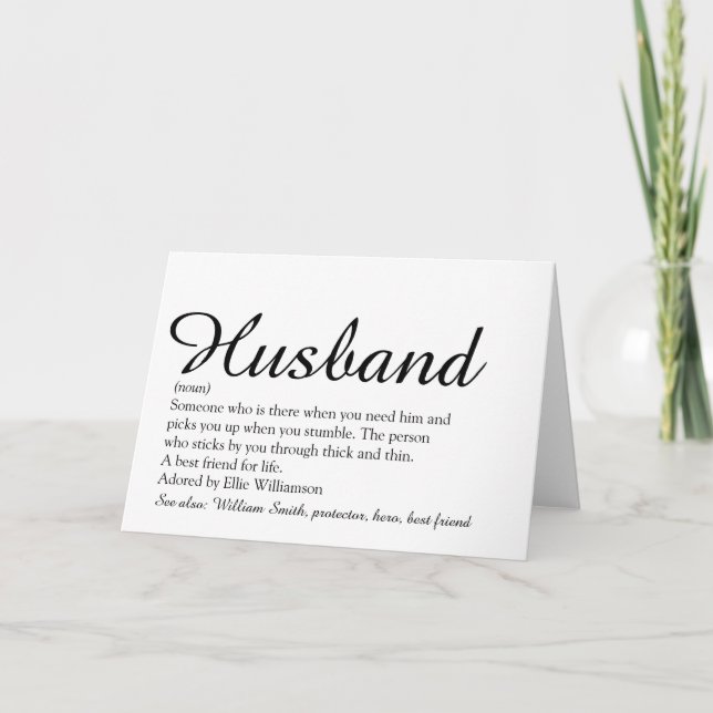 World's Best Ever Husband Definition Script Card (Front)