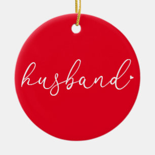 World's Best Ever Husband Definition Script Red Ceramic Tree Decoration