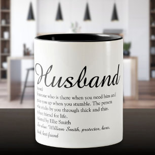 World's Best Ever Husband Definition Script Two-Tone Coffee Mug