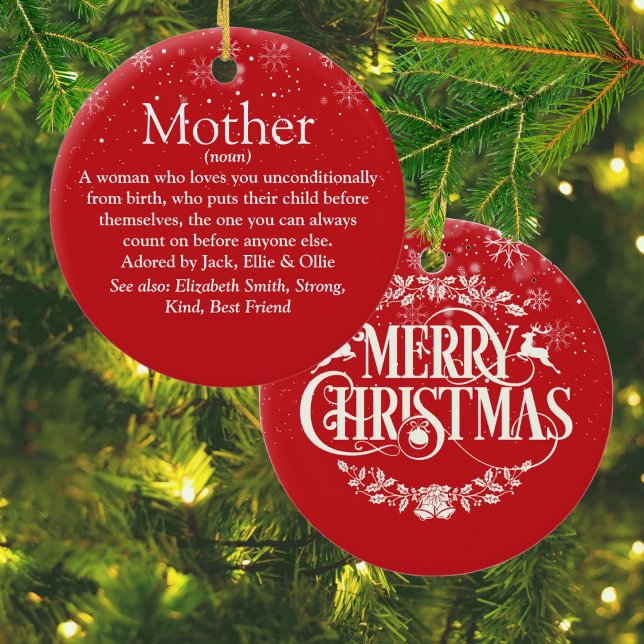 World's Best Ever Mum Mum Mother Definition Ceramic Tree Decoration (World's Best Ever Mom Mum Mother Definition Ceramic Ornament)