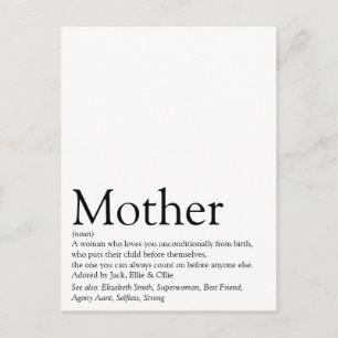 World's Best Ever Mum, Mum, Mother Definition Postcard