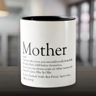 World's Best Ever Mum, Mum, Mother Definition Two-Tone Coffee Mug