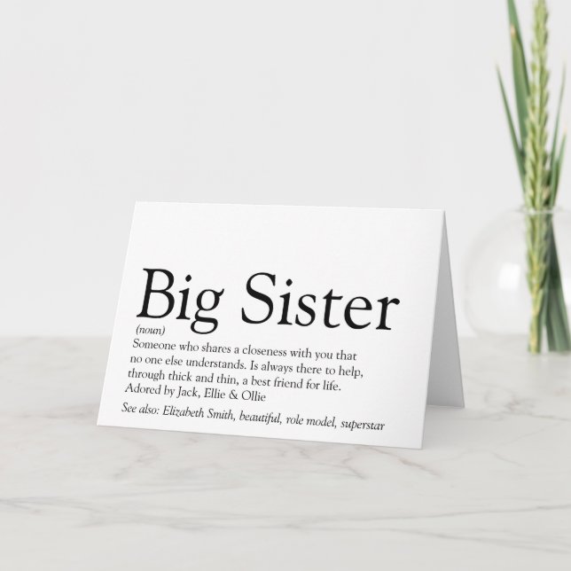 World's Best Ever Sister Definition Card (Front)
