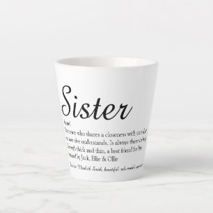 World's Best Ever Sister Definition Elegant Script Latte Mug