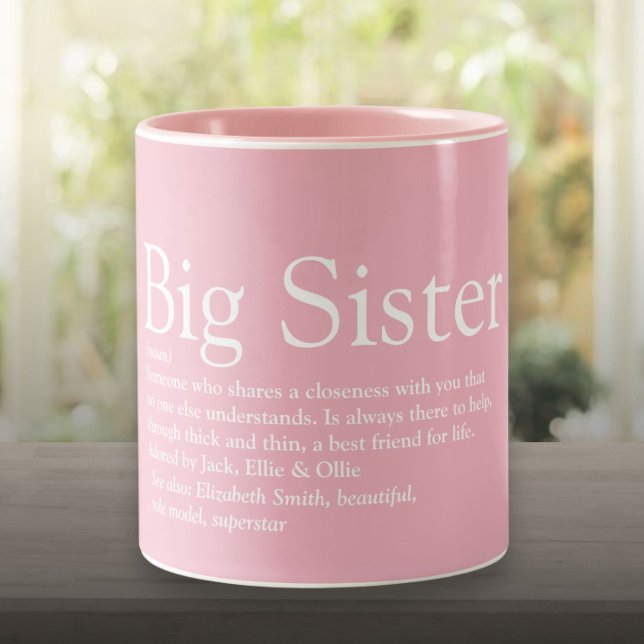 World's Best Ever Sister Definition Girly Pink Two-Tone Coffee Mug (World's Best Ever Sister Definition Girly Pink Two-Tone Coffee Mug)
