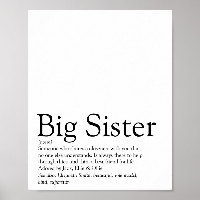 World's Best Ever Sister Definition Modern Fun Poster (Front)