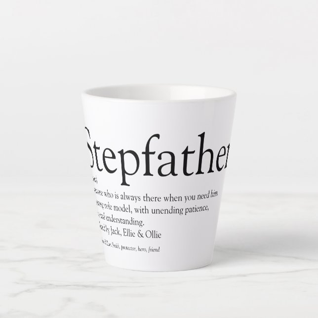 World's Best Ever Stepfather, Stepdad Definition Latte Mug (Front)