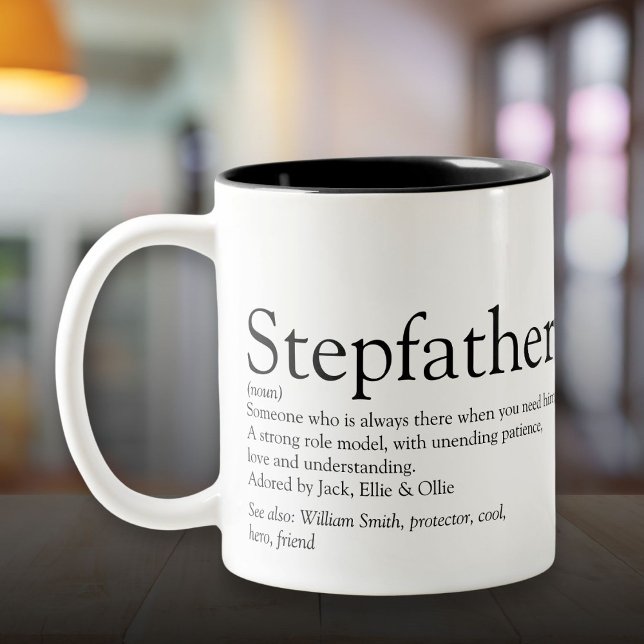 World's Best Ever Stepfather Stepdad Definition Two-Tone Coffee Mug (World's Best Ever Stepfather Stepdad Definition Two-Tone Coffee Mug)