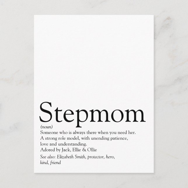 World's Best Ever Stepmom, Stepmother Definition Postcard (Front)