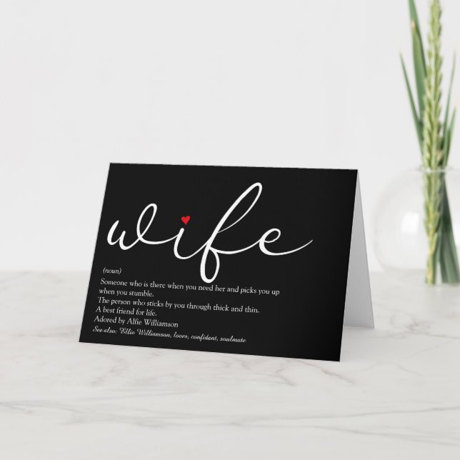 World's Best Ever Wife Definition Chic Script Card (Front)