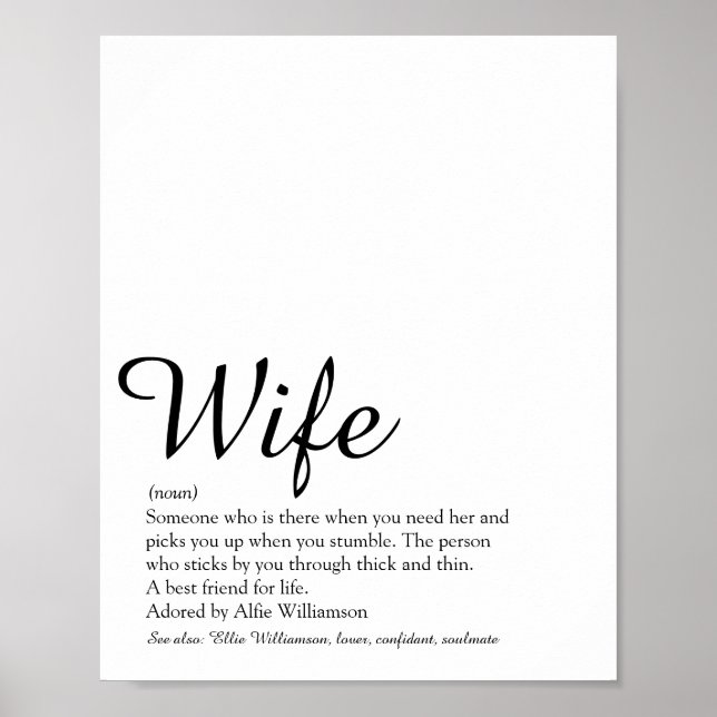 World's Best Ever Wife Definition Elegant Script Poster (Front)