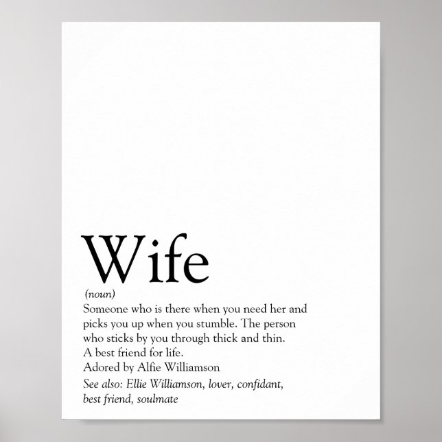 World's Best Ever Wife Definition Poster (Front)