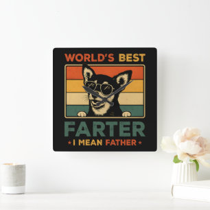 World's Best Farter I Mean Father Funny Dad Dog Square Wall Clock