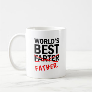 World's Best Father Funny Quote Black & Red Text Coffee Mug