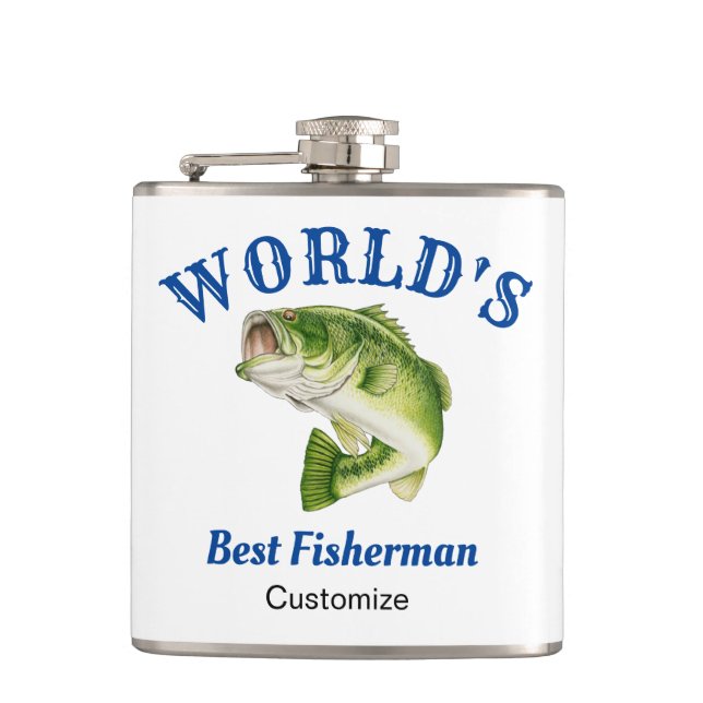 World's Best Fisherman Vinyl Wrapped Flask (Front)