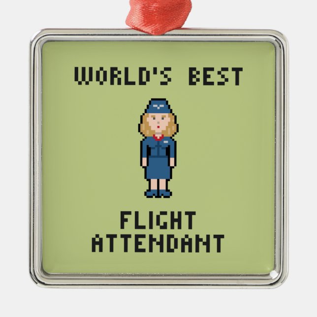 World's Best Flight Attendant Metal Tree Decoration (Front)