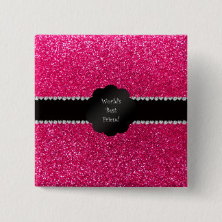 World's best friend pink glitter 15 cm square badge