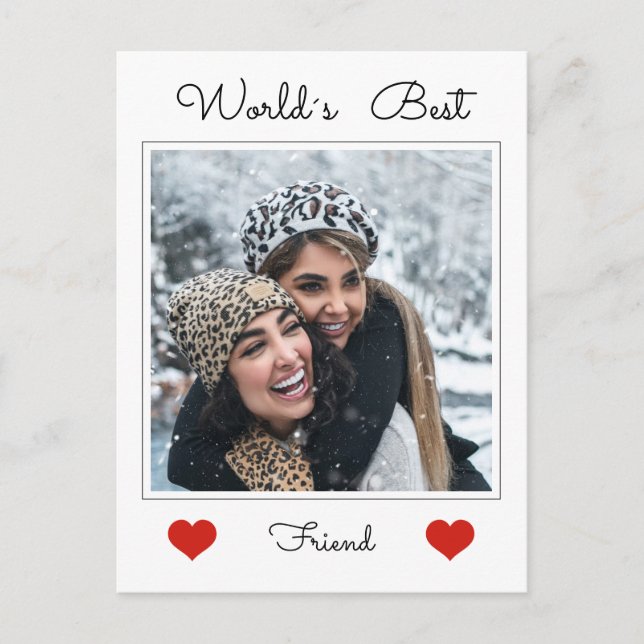 World's best Friend Simple Photo text template Postcard (Front)