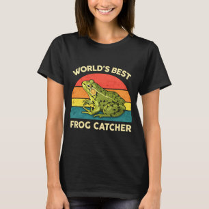 Worlds Best Frog Catcher Vintage Sunset Frog Fishi T-Shirt