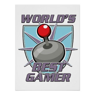 World's best gamer retro logo poster