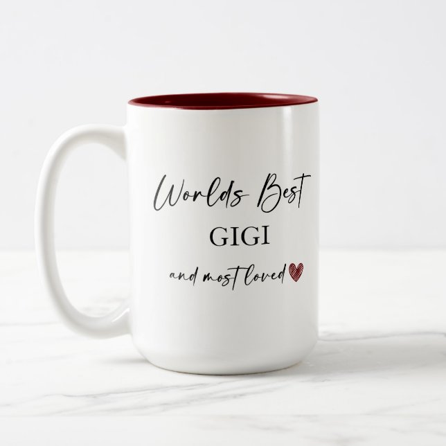 World's Best Gigi and Most Loved Photo Gift Two-Tone Coffee Mug (Left)