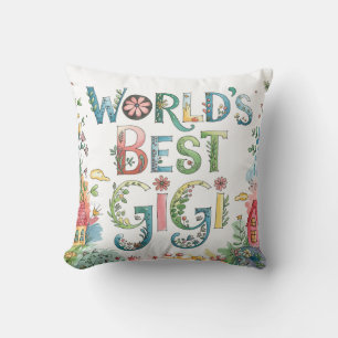 World's BEST GIGI Grandma Gift Birthday Christmas Cushion