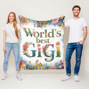 World's BEST GIGI Grandma Gift Birthday Christmas Fleece Blanket