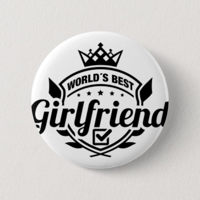 WORLDS BEST GIRLFRIEND 6 CM ROUND BADGE (Front)